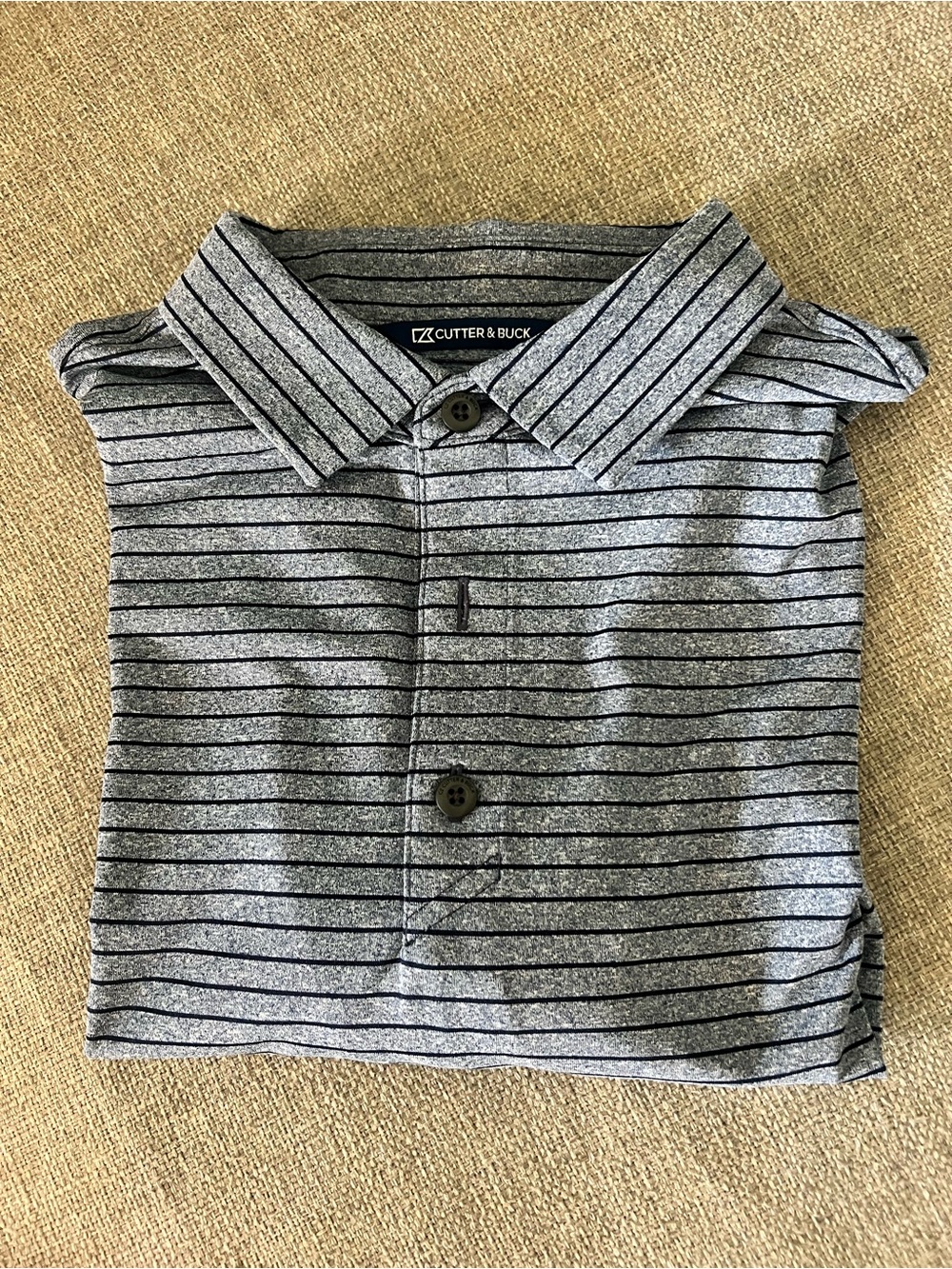 Cutter & Buck Men's Navy Striped Polo